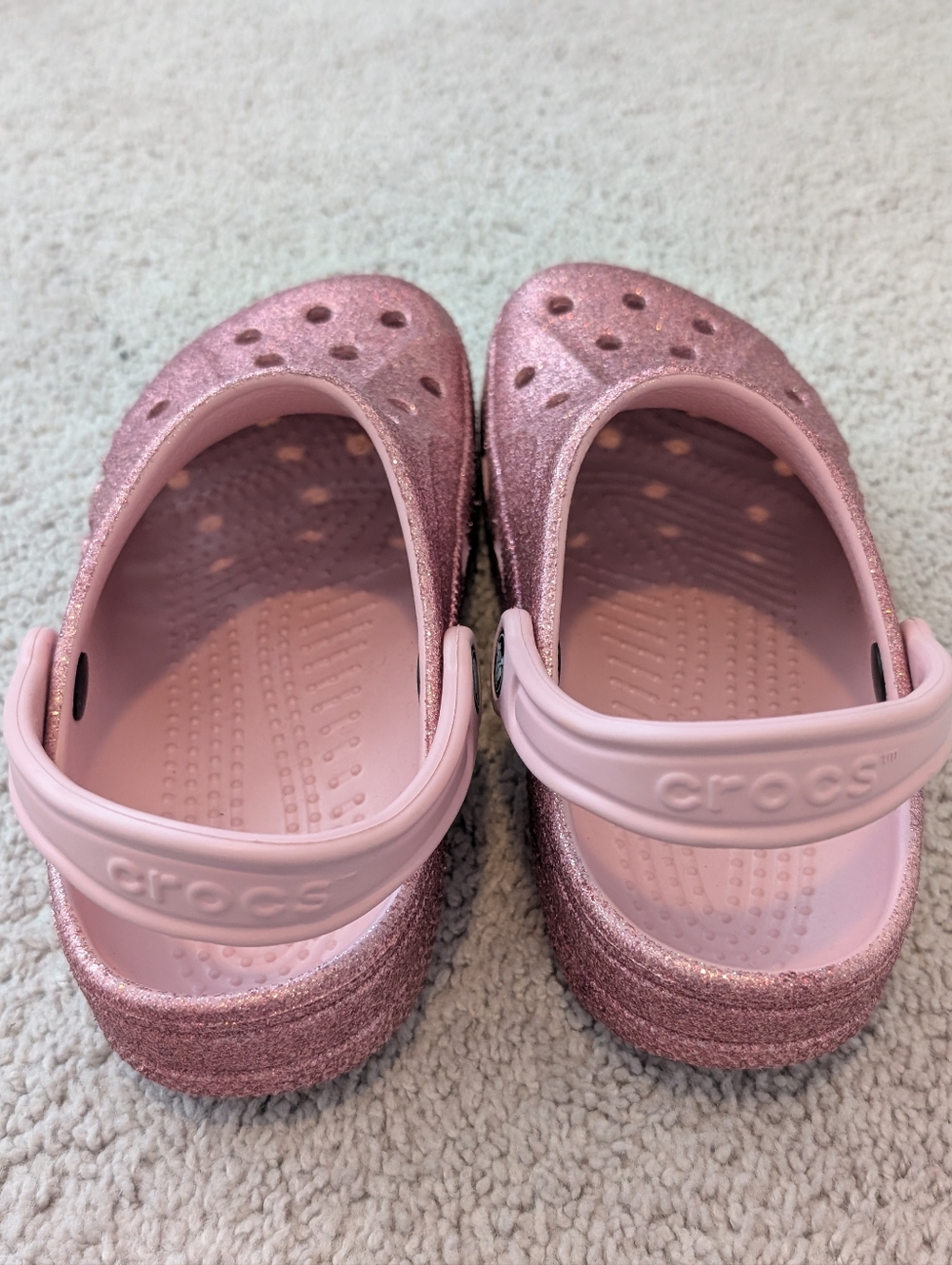 Crocs Baya Pink Glitter Clogs US Women's 7 or Men's 5 Sparkle Barbie Classic - Picture 3 of 13